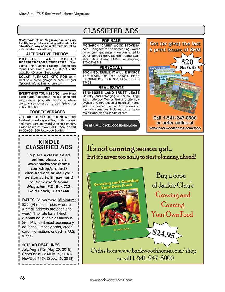 Classified Ads from our Current Issue