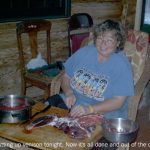 Cutting up venison.